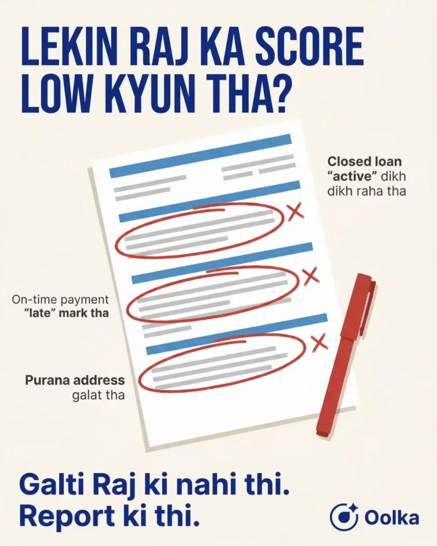 Why was Raj's score low? His report had errors